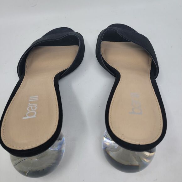 Bar III Womens Cally F Kate Suede Sandals Blck Crystal Ball Heels Sz 9 Spade NEW - Picture 10 of 10